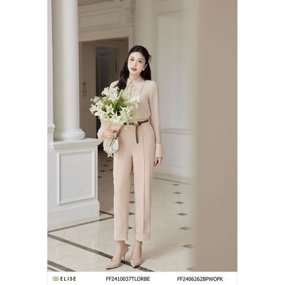 Quần baggy hồng nude lơ vê gấu thiết kế Elise FF2406262BPWOPK