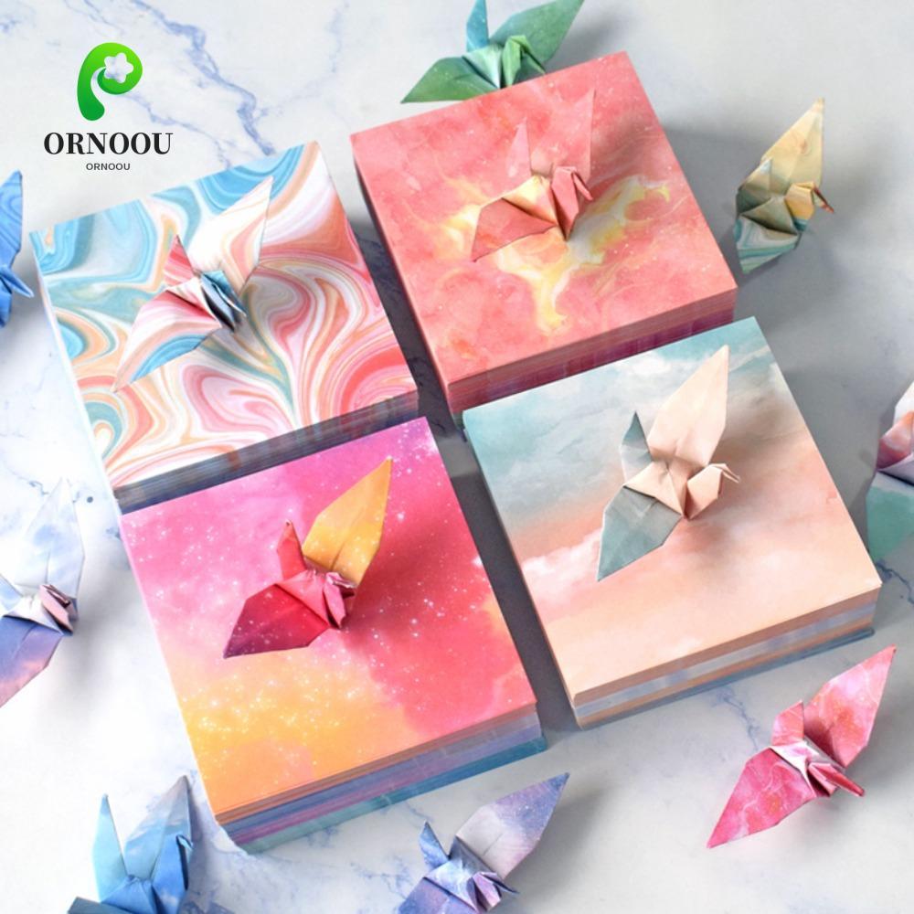 ORNOOU 400 Chiếc Giấy Origami Bầu Trời Đầy Sao, Chất Liệu Nghệ Thuật Thêu Sò Giấy Gấp Nhiều Màu Sắc,