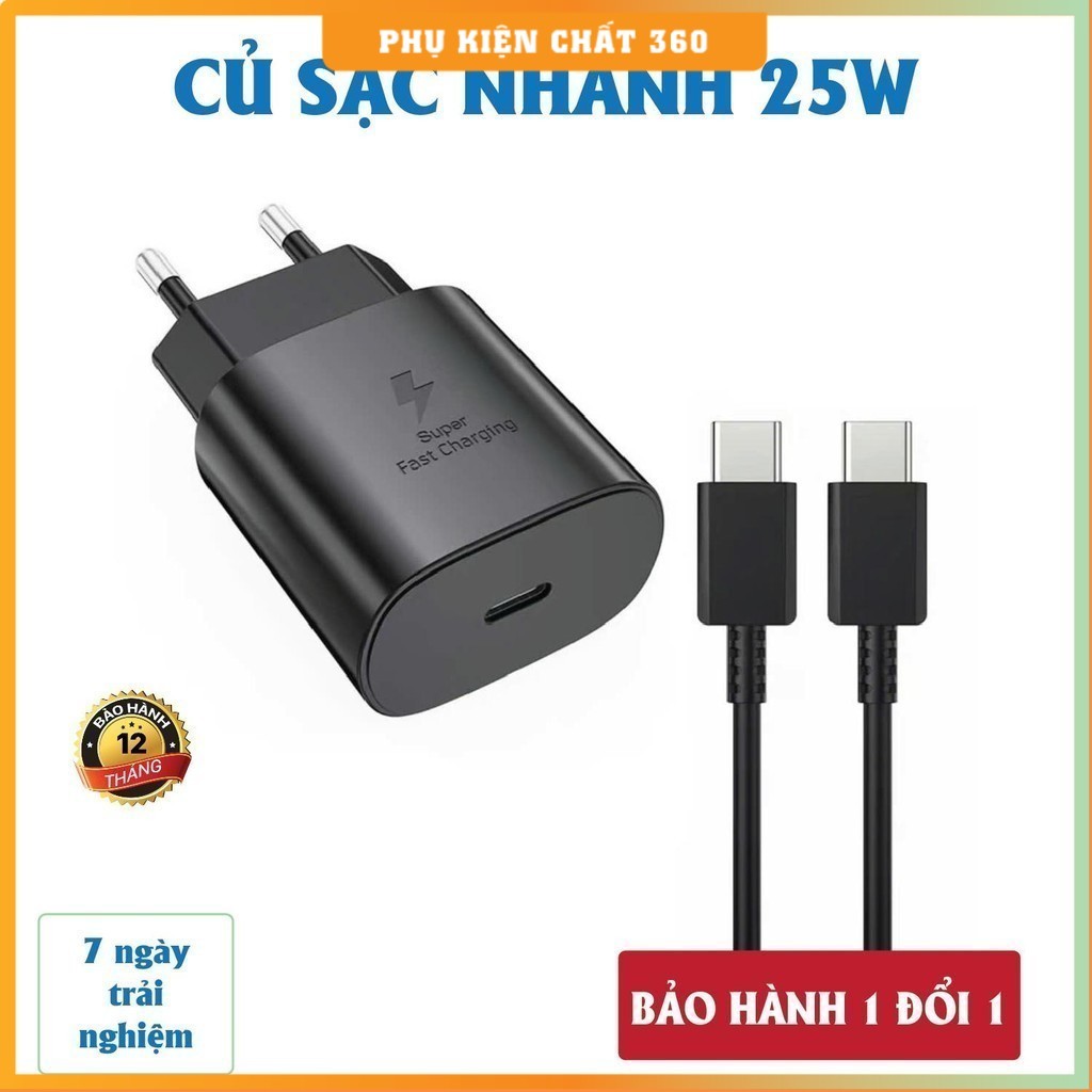 Bộ sạc nhanh 25W Type C to Type C cho các dòng máy SS. Củ sạc Type C 25W dành cho Android, SAM chân 