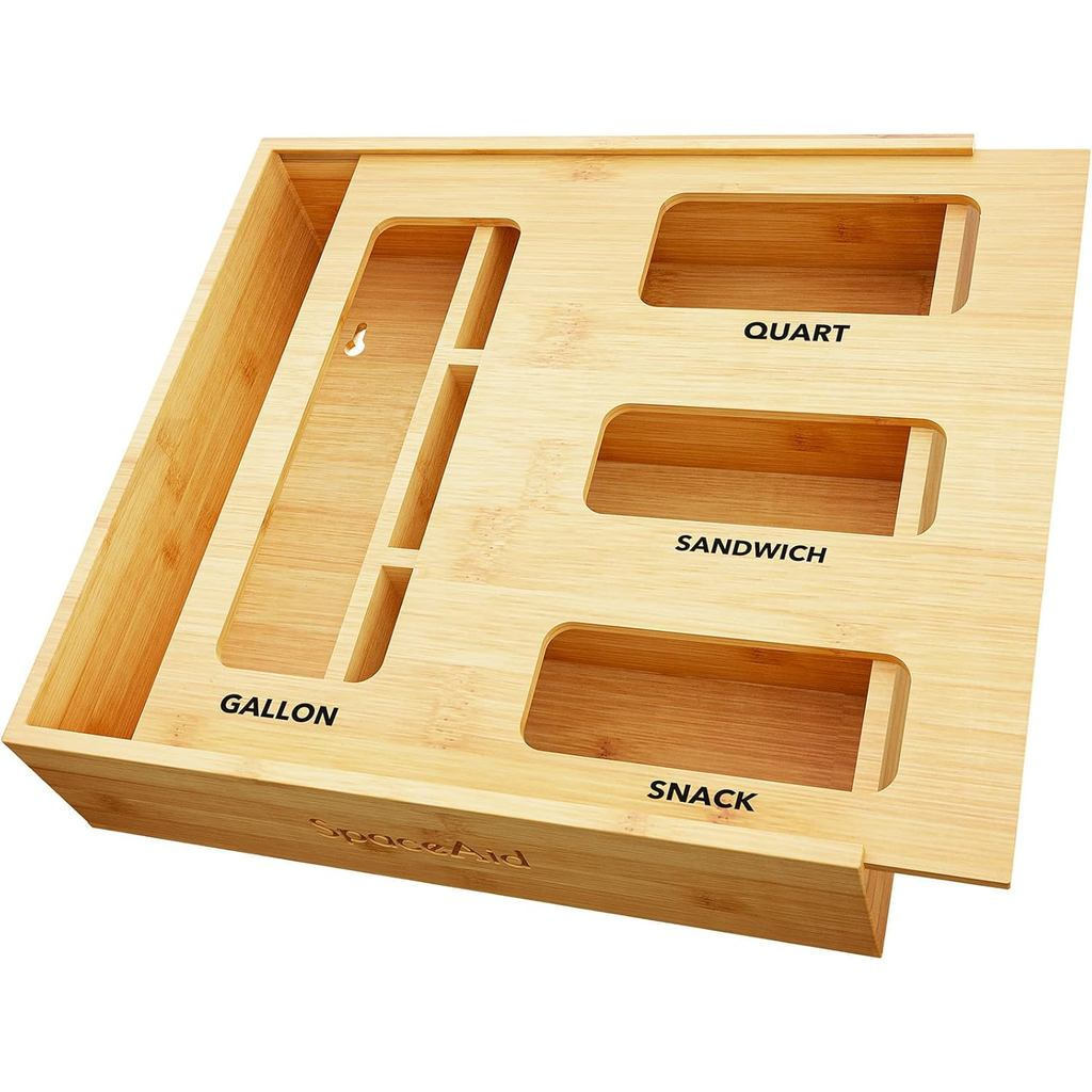 SpaceAidBagStorageOrganizerforKitchenDrawer, BambooOrganizer, Tương thích vớiGallon, Quart, Sandwich