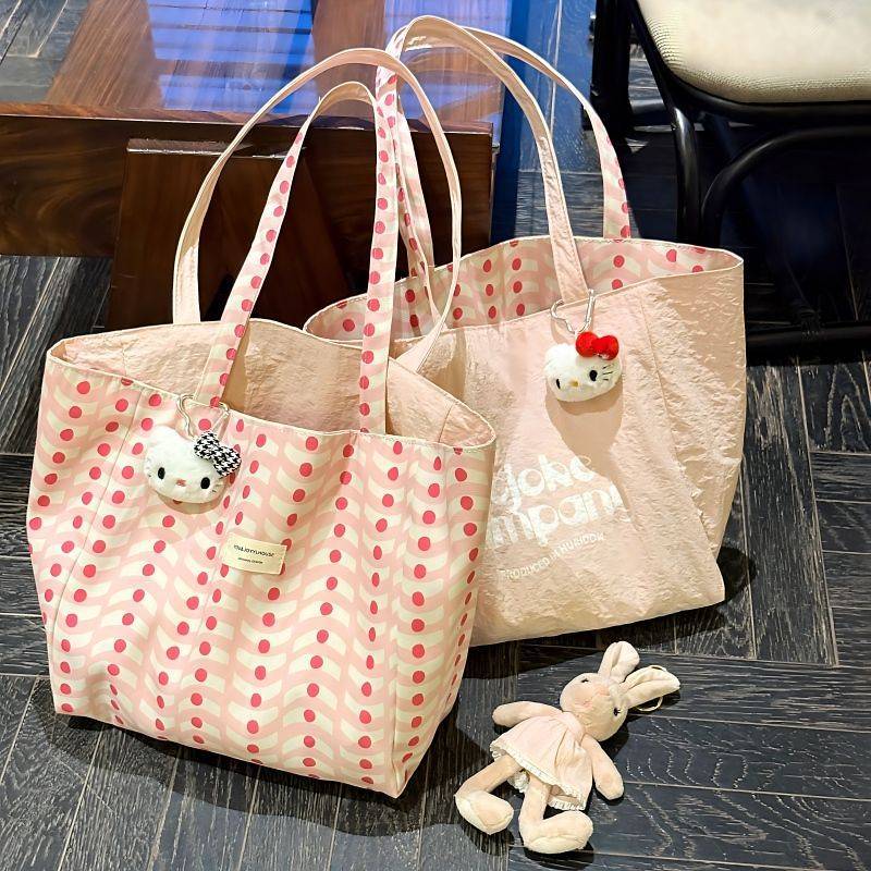 Polka Dot Canvas Bag Large Capacity Totes Casual All-Match Polka Dot Canvas Bag Large Capacity Totes