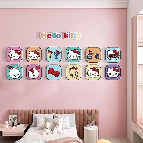 JUA Princess children's room decoration Kitty Cat photo wall stickers for girls' bedroom headboard d