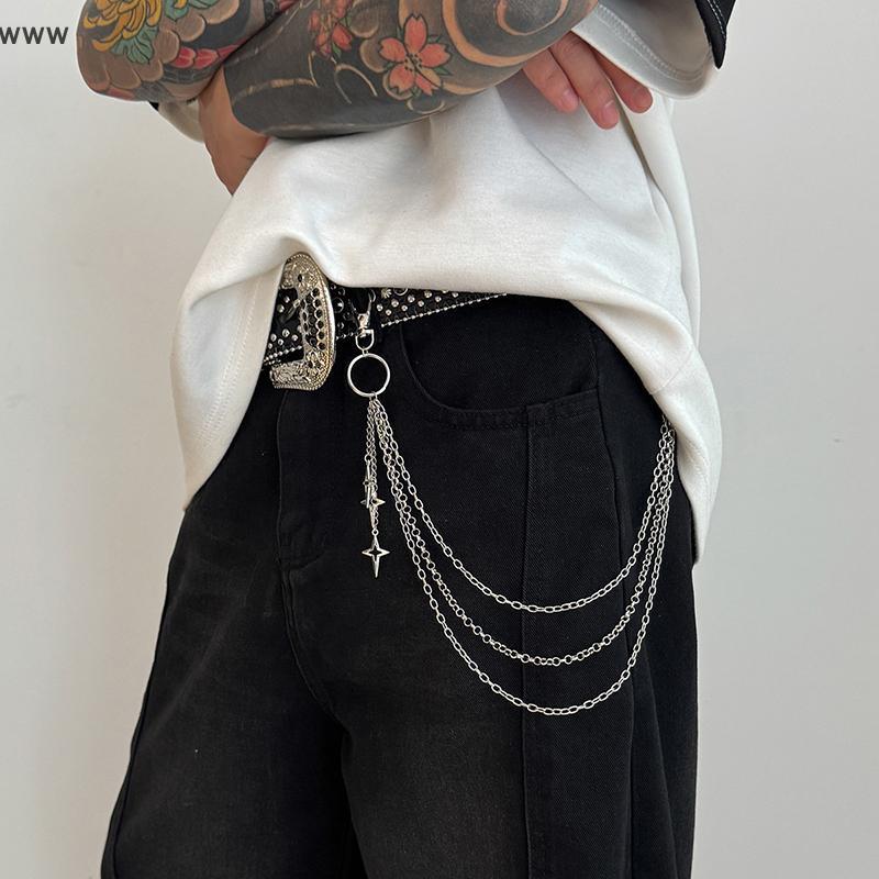 OOO Retro PUNK ROCK chéo eo chuỗi cho nam giới Phụ Nữ Jeans Keychain hip-hop đồ trang sức uuuu