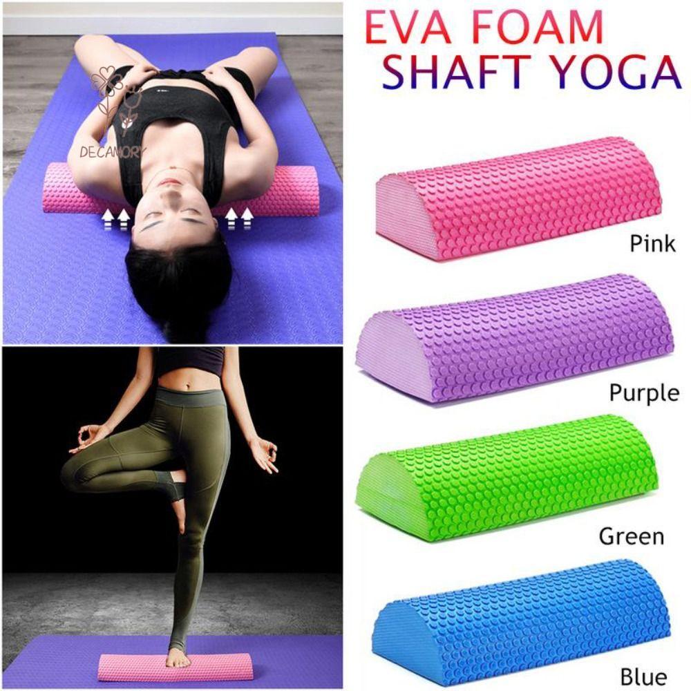 SHOUKEY Yoga Pilates Roller, EVA Half Round EVA Massage Foam Roller, Blue Purple Pink Green Balance 