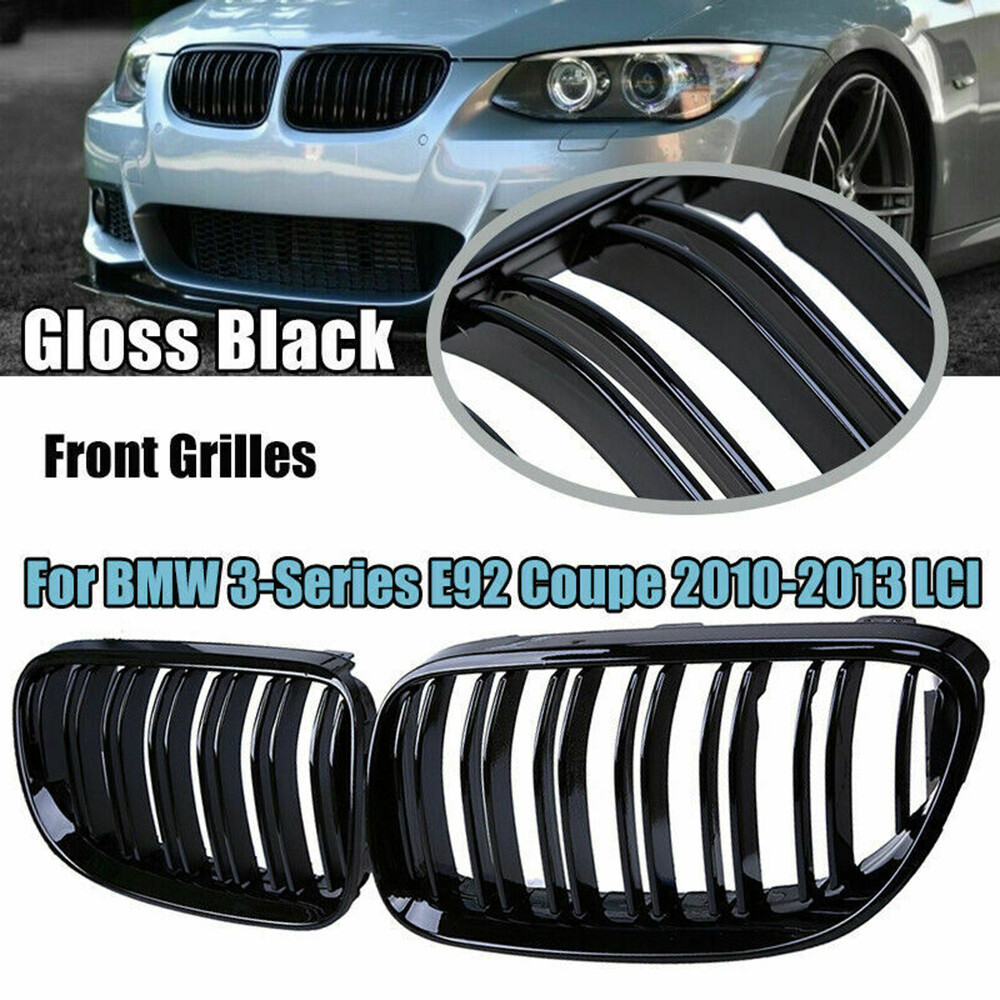 Dành Cho Xe BMW 3 SERIES E92 E93 2010-2013 Lưới Tản Nhiệt Thận GLOSS ĐEN Cầu Đôi-