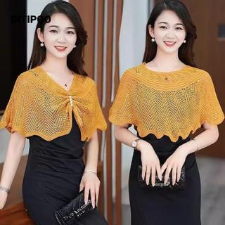 Khăn choàng dệt kim DITIPOO, Khăn choàng vải tuyn thoáng khí nhiều màu, Áo khoác mỏng ren nữ ngắn Áo nữ