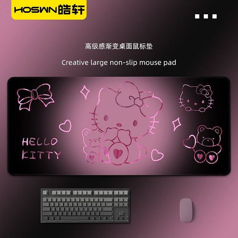 High-Grade Black Pink Mouse Pad Hello Kitty Gradient Color Girl Cartoon Computer Keyboard Pad Table 