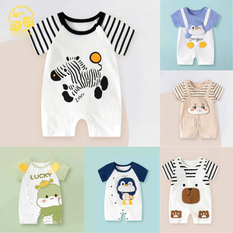 Bodysuit thun lạnh Hình Ngựa cho bé, Áo liền quần cho bé, Đồ sơ sinh bé trai gái mùa hè, Bodysuit bé
