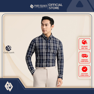 Áo sơ mi nam Phan Nguyễn, chất liệu bamboo cao cấp, mềm mát, co giãn nhẹ, form slim fit SMD.1508