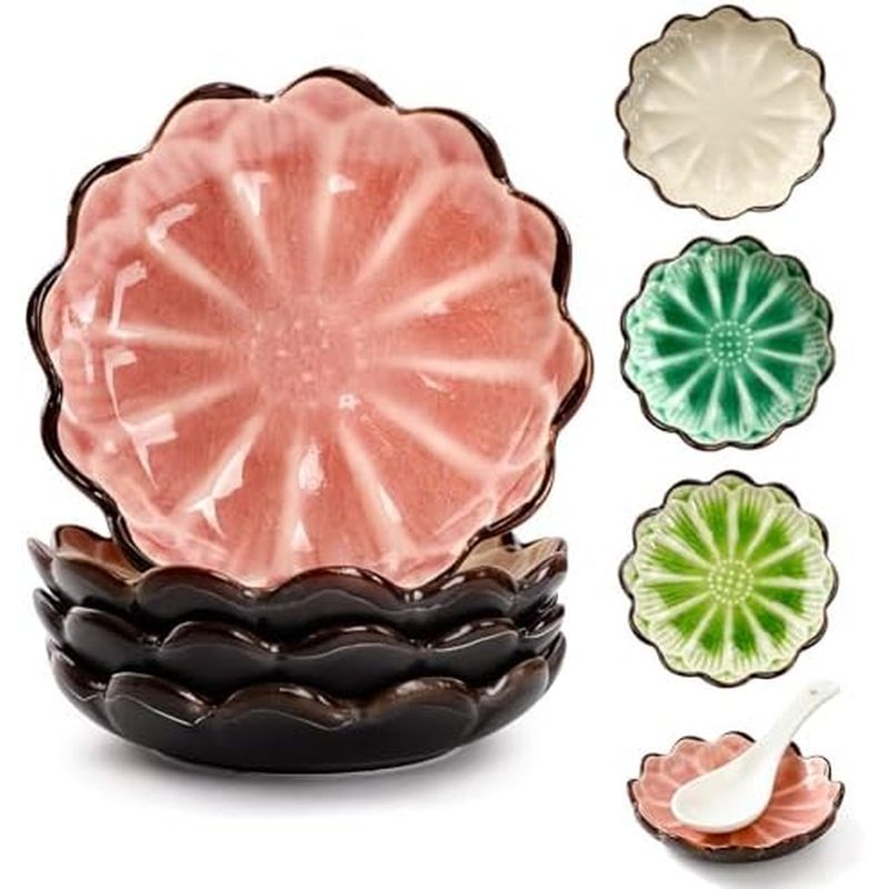 4PCS Ceramic Spoon Rest for Stove Top, 7In Cute Leaf Spoon Holder for Kitchen Counter Coffee Bar Acc