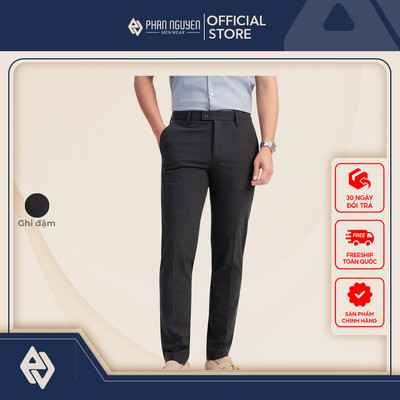 Quần âu nam Phan Nguyễn, chất liệu tetron cao cấp, mềm mịn, co giãn tốt, form slim fit QVL.942