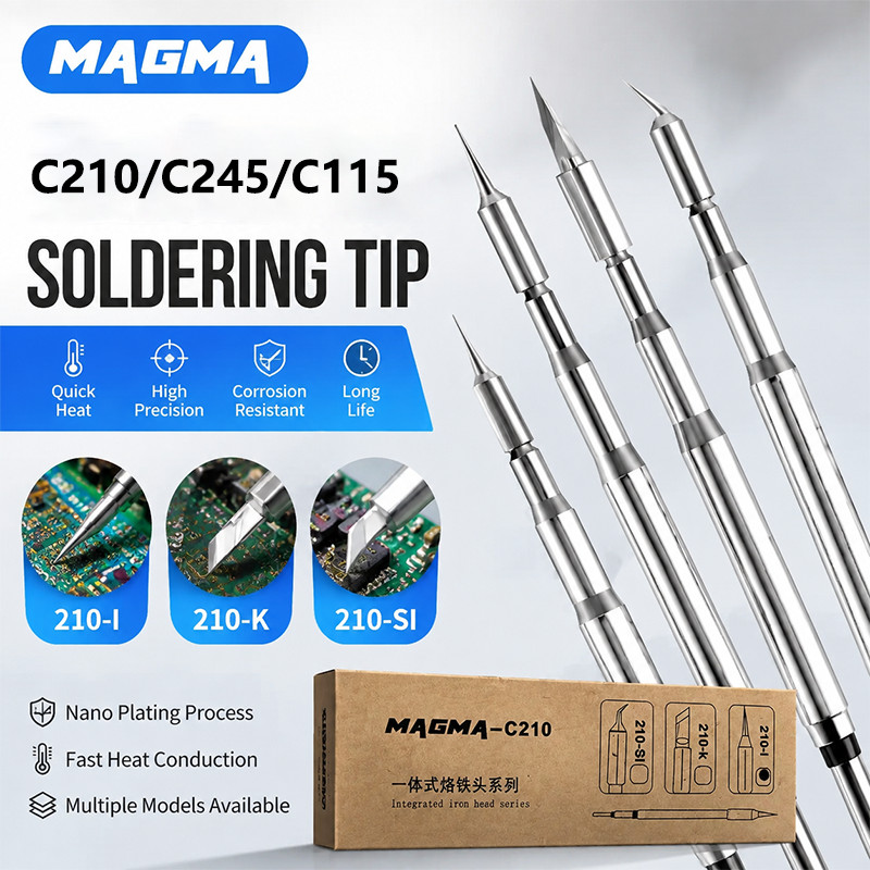 MAGMA C210 đầu sắt hàn C245 đầu nhọn C115 đầu cong sugon trạm hàn thay thế lõi sưởi ấm