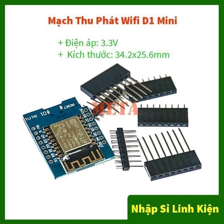 Mạch Thu Phát WiFi ESP8266 Wemos D1 mini (NodeMCU Mini D1) - có kèm bộ Jump cắm
