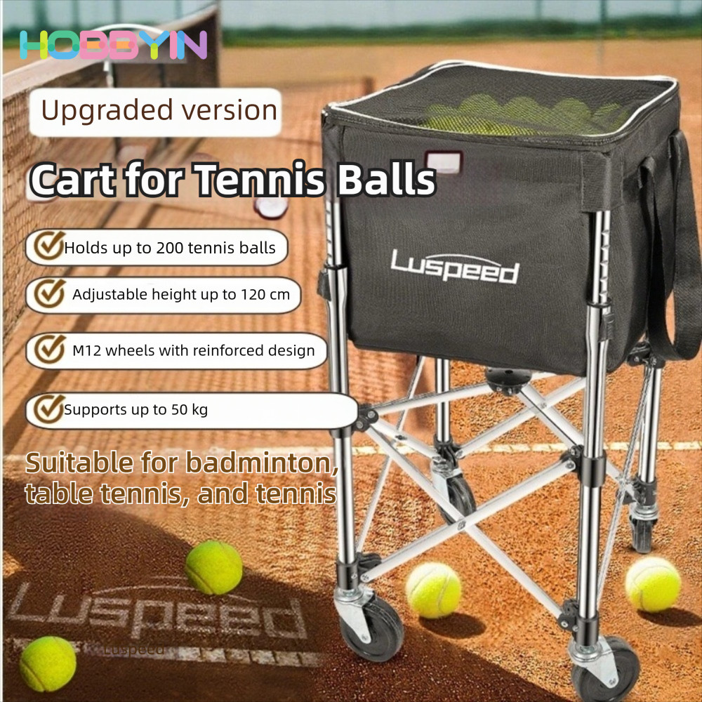 Xe đẩy bóng Hobb Yin từ thép không gỉ, điều chỉnh độ cao dễ dàng dành cho tennis