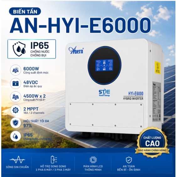 Biến tần NLMT  hybrid Anern STE-IP65-AN-HYI-E6000 -Đạt chuẩn IP65 chống bụi chống nước-E6000 STE .