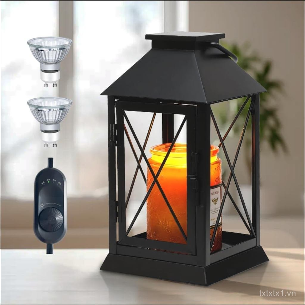 Đèn sưởi nến có hẹn giờ, Tương thích với 3 nến bấc / Lọ Candel lớn, Đèn lồng sưởi ấm nến cổ điển, Đè