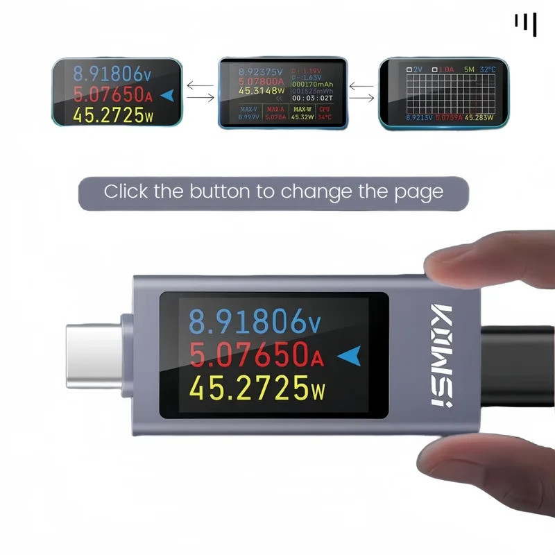KWS-2303C Màn hình kỹ thuật số đa chức năng DC Ampe kế điện áp Máy đo công suất Type-c Máy kiểm tra 