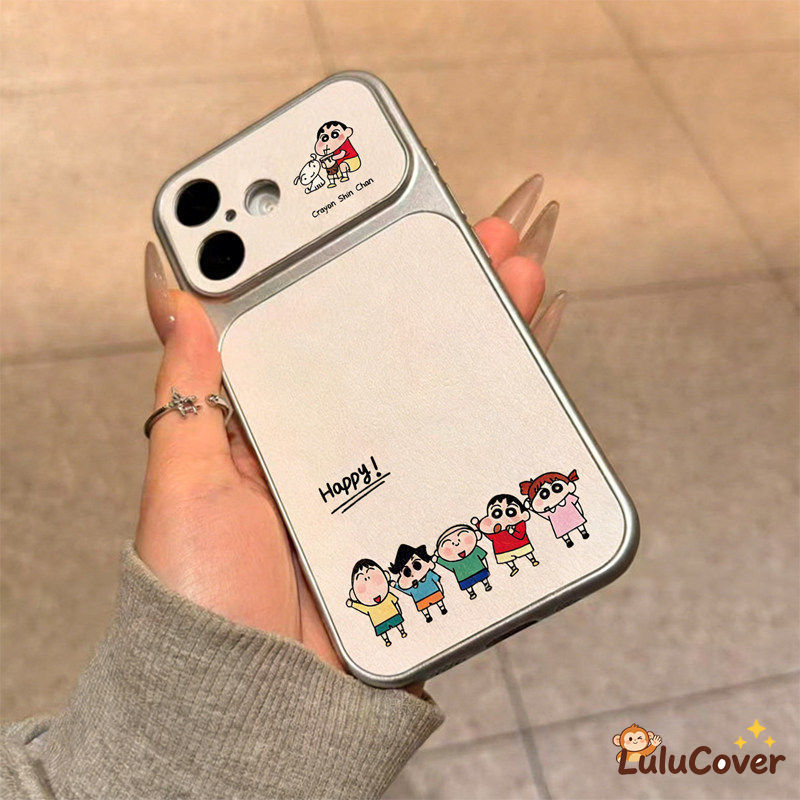 Ốp Da PU Crayon Shin-chan Phong Cách Hàn Quốc Cửa Sổ Lớn Cho Xiaomi Poco F8 F7 Ultra F6 F5 F4 F3 C85