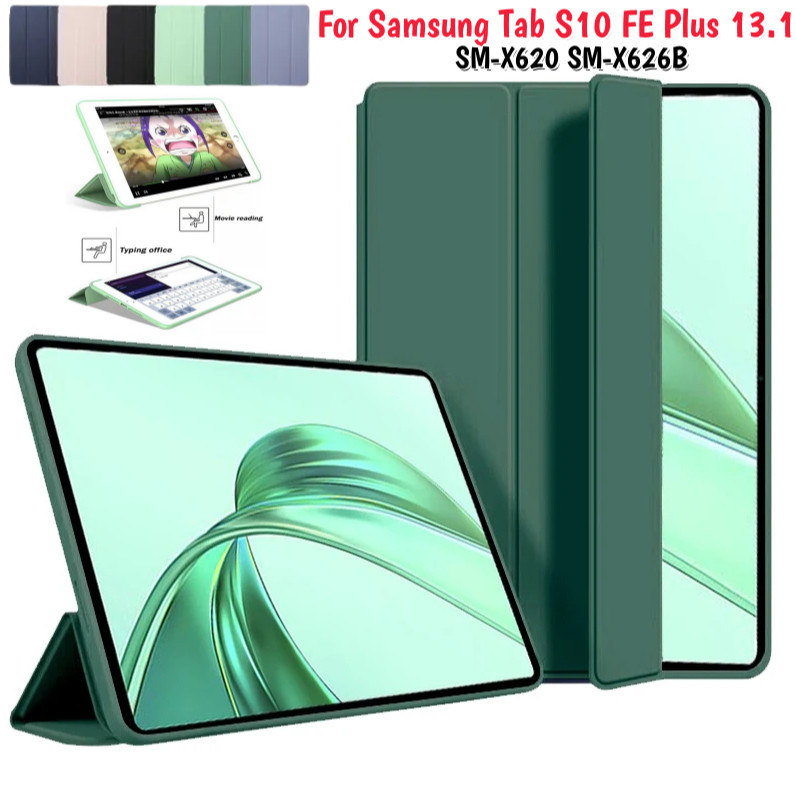 Ốp Lưng Thông Minh Cho Samsung Galaxy Tab S10 FE Plus 13.1 2025 SM-X620 Từ Gấp PU Đứng Mềm TPU BackC