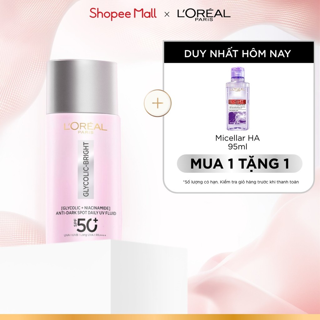 Sữa chống nắng phổ rộng mỏng nhẹ bảo vệ da và dưỡng sáng mờ thâm nám Glycolic Bright Anti-Dark Spot 