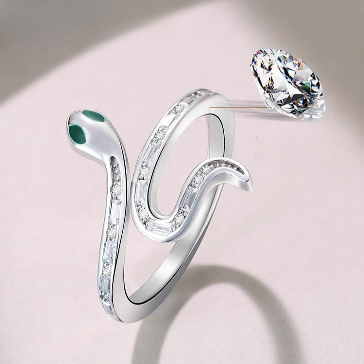 【Ready Stock】 Sterling Silver Ring Female Forefinger Ring Open Special-Interest Design Spirit Snake 
