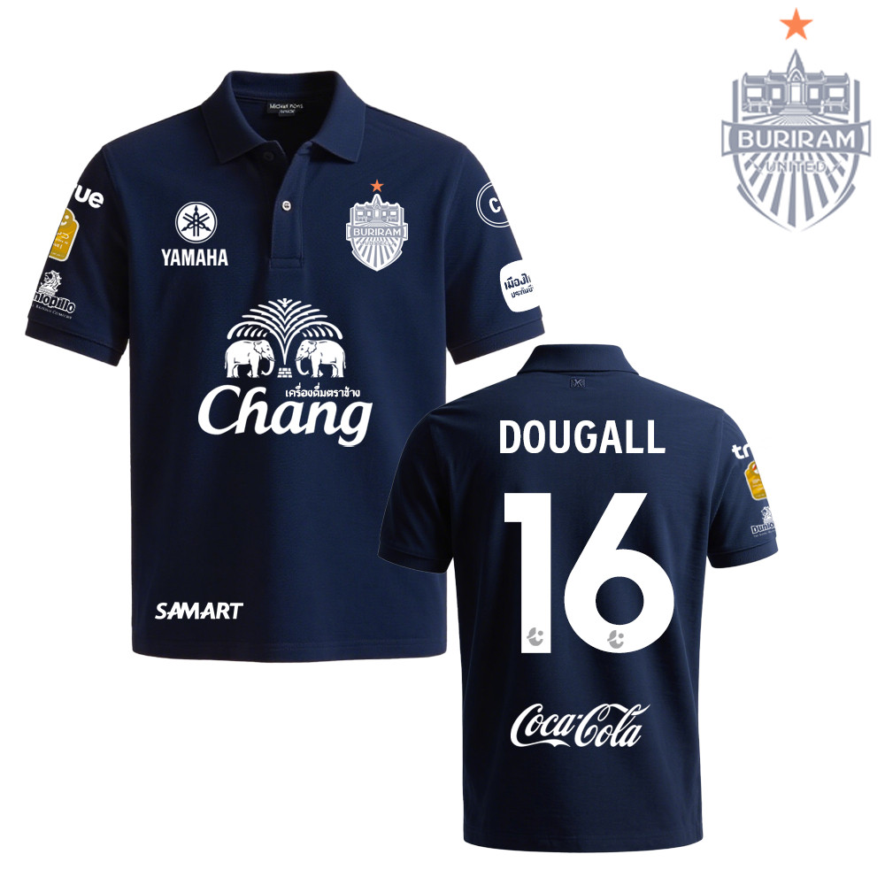 Áo polo cổ vũ bóng đá Buriram United mùa 25-26, làm bằng cotton nguyên chất, dễ giặt, khô nhanh, mát