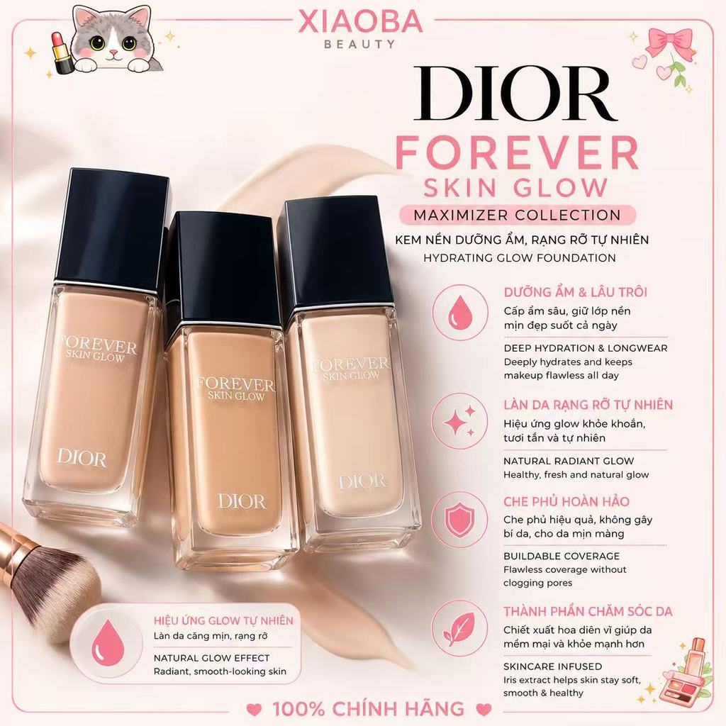 [Chính Hãng] Phấn Nước 𝔻𝕚𝕠𝕣 𝗙𝗢𝗥𝗘𝗩𝗘𝗥 𝗦𝗞𝗜𝗡 𝗚𝗟𝗢𝗪 Fullbox/Fullsize | Lớp Nền Mịn Nhẹ, Tự Nhiên