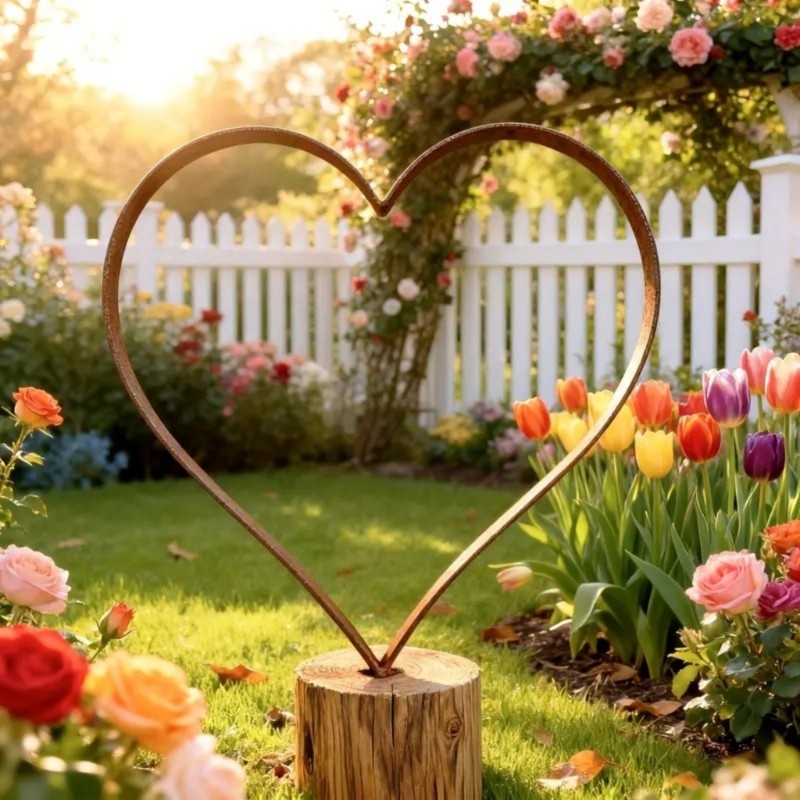 ONE Iron Heart Shape Cọc cho cây trang trí sân vườn bên ngoài