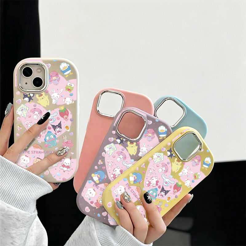 Ốp Lưng iPhone The Strawberry News Dễ Thương Màu Hồng,iP 11/12/13/14/15/16/17/Plus/Pro/Max/XR/XS