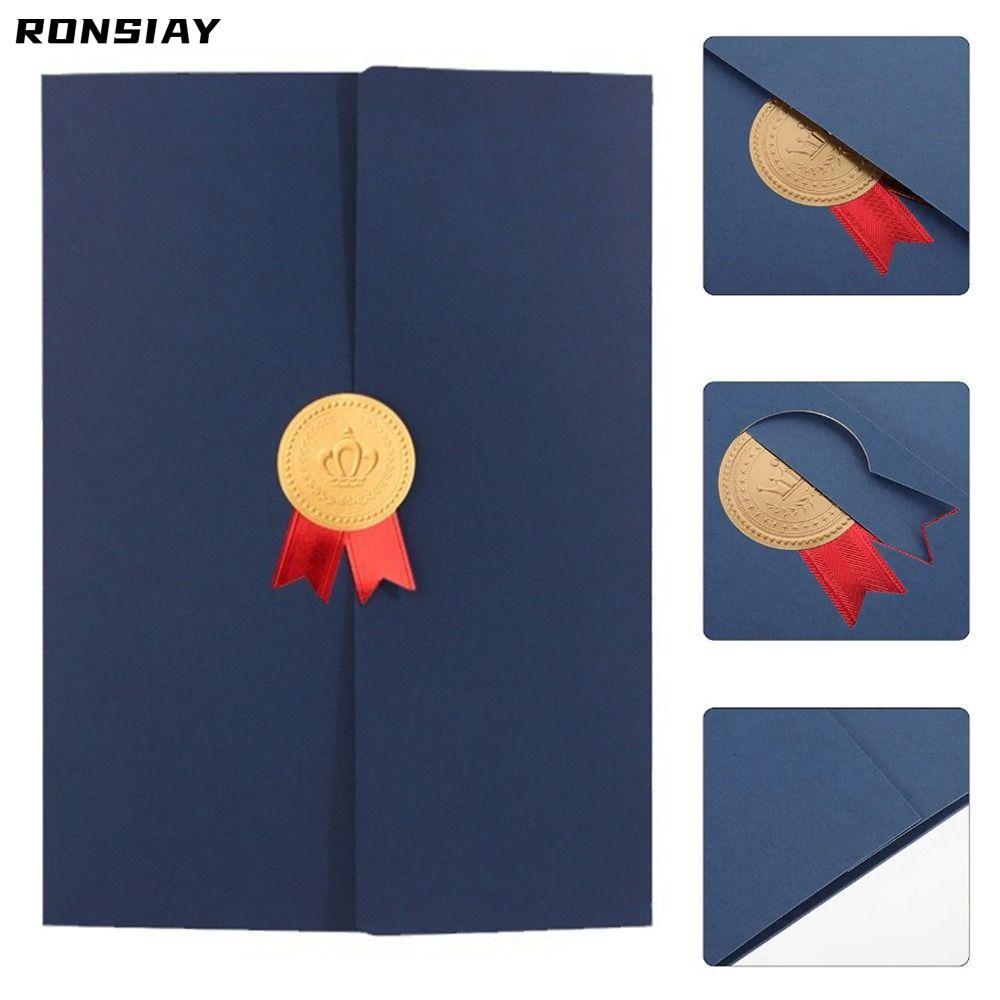 RONSIAY Diploma Cover, Gilding Process Giấy Envelope Giải thưởng Giấy chứng nhận, Trang ba lần Thư m