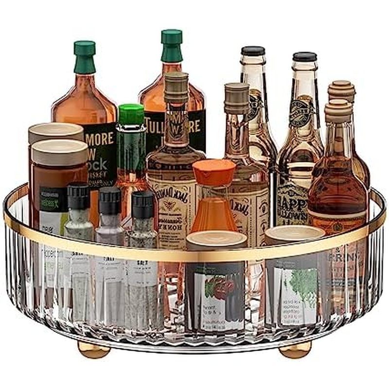 Clear Lazy Susan Pantry Organizers and Storage, 11” Turntable Organizer, Rotating Storage Rack for f