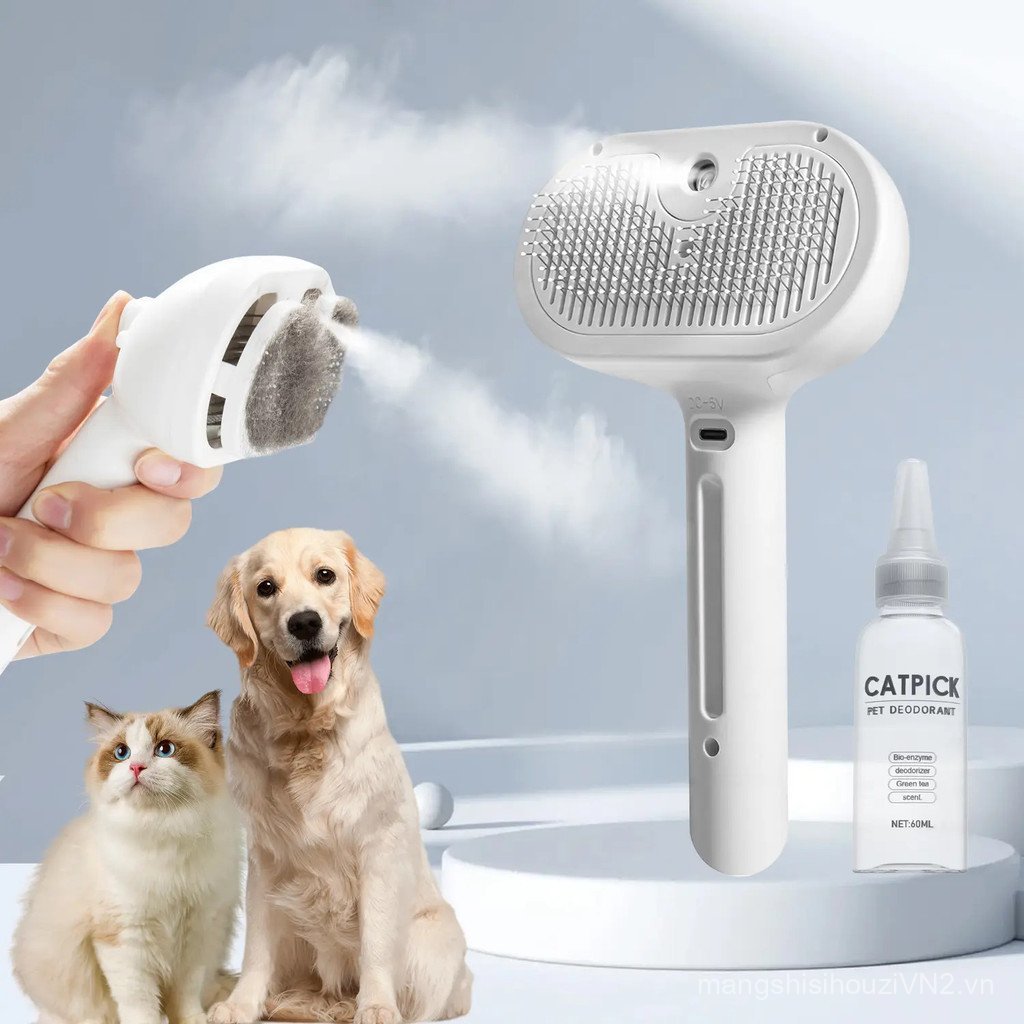Lược tẩy lông dạng xịt cho thú cưng, cọ lông thú cưng 1 mảnh, cọ làm sạch lông thú cưng có nút rụng,