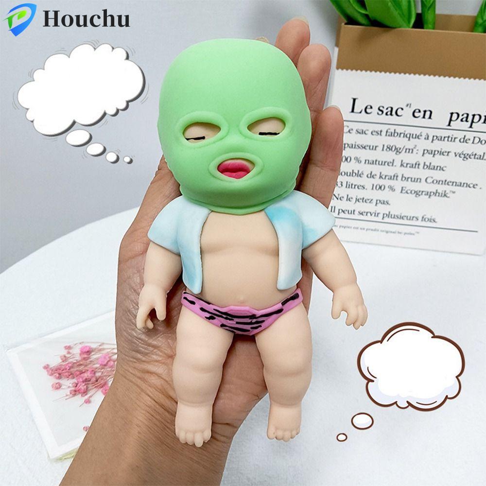 HOUCHU Hoạt Hình Fidget Toy, Fidget Toy Silicone Masked Doll Bóp Toy, Mềm TPR Đồ Chơi Cảm Giác 3D Pi