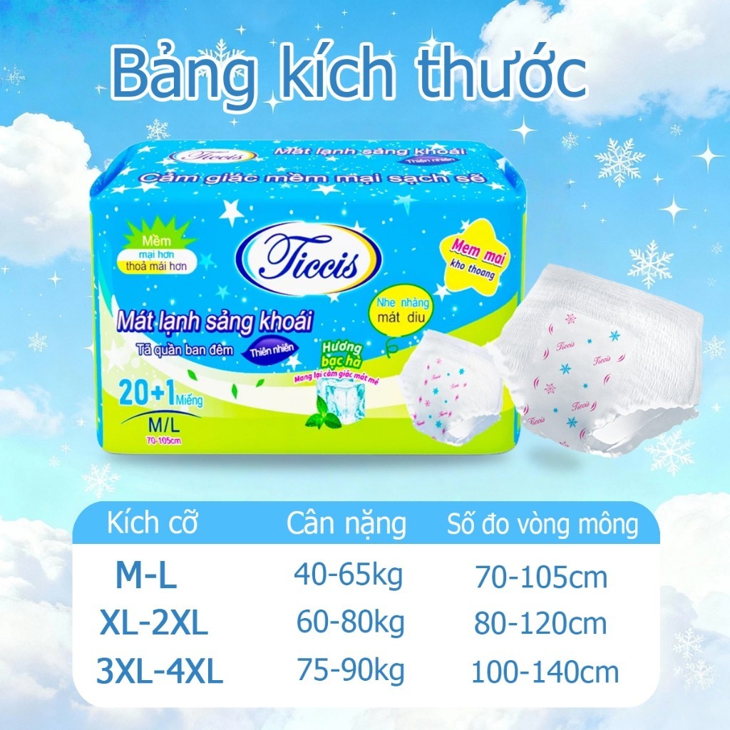 ticcis Băng vệ sinh dạng quần mát lạnh tức thì hương thơm dễ chịu siêu mỏng thoáng khí cho mẹ bầu & sau sinh