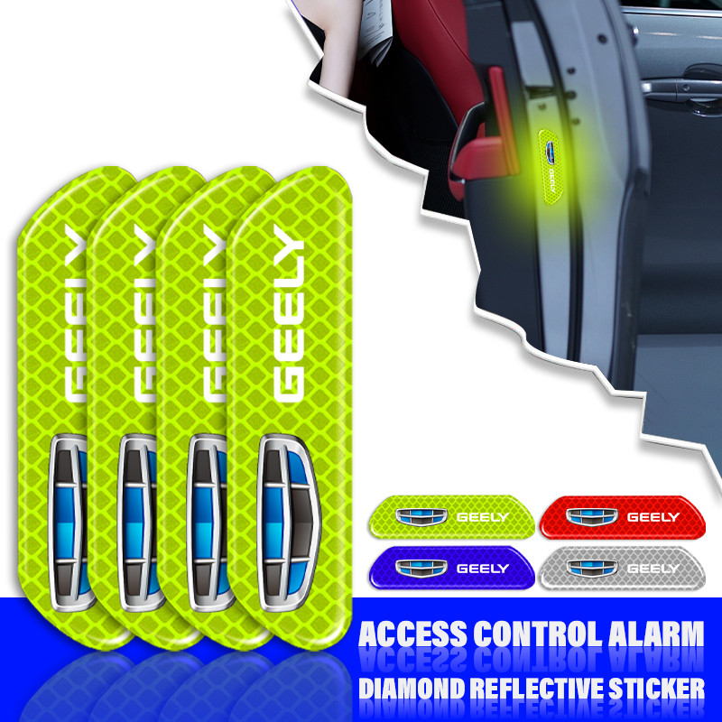4 Miếng Dán Cửa Ô Tô Cảnh Báo An Toàn Dấu Phản Quang Cho Geely Coolray Atlas / Atlas Pro Tugella Mon