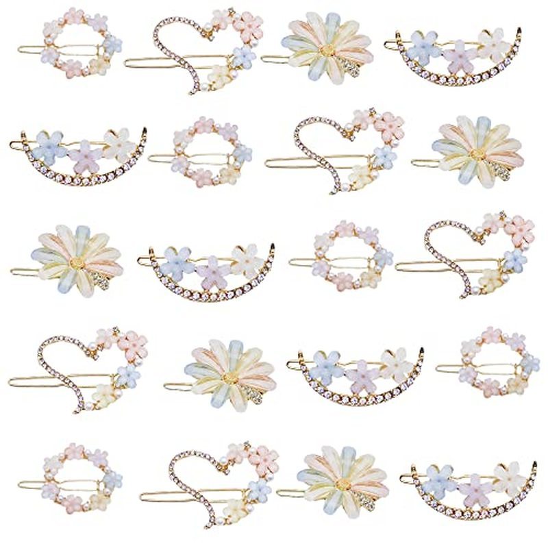 MIAO JIN 12Pcs Rhinestone Hair Clips Alligator Hair Clips Round Bling Crystal Hairpins Headwear Hair