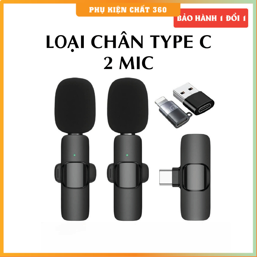 Micro thu âm không dây K9 lọc giảm tiếng ồn. Loại chân cắm Type C/Lightning…
