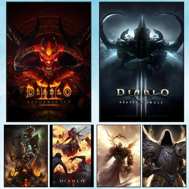 RPG Game D-Diablo 4 Tranh Tranh Thư Pháp Canvas Poster: Không Nhăn Chống Thấm Nước Bền Đẹp Tất Cả Kh
