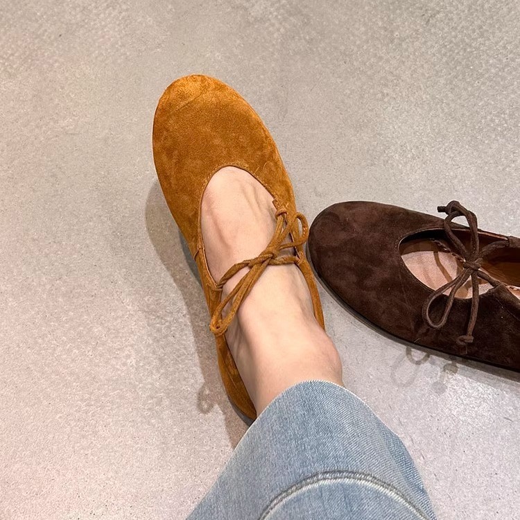 Sheepskin Version~Retro ultra-soft lace-up bow shallow flat Mary Jane shoes, evening style women's l
