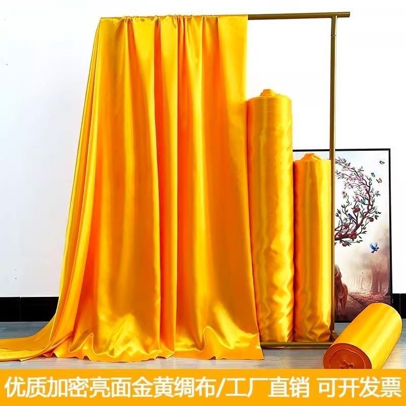 Chất Lượng Cao Vải Lụa Vàng Sáng Bóng Lụa Satin Vải Vàng Vàng Lụa Vải Vàng Vải Vàng Siêu Nhẹ Dày Vàn