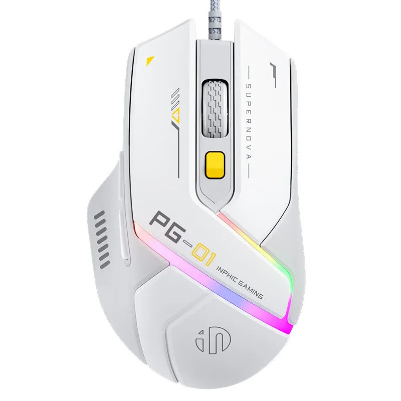 Chuột chơi game có dây Inphic PG1 PG9 RGB Công thái học 1000Hz Tỷ lệ bỏ phiếu Kết nối ổn định cho má