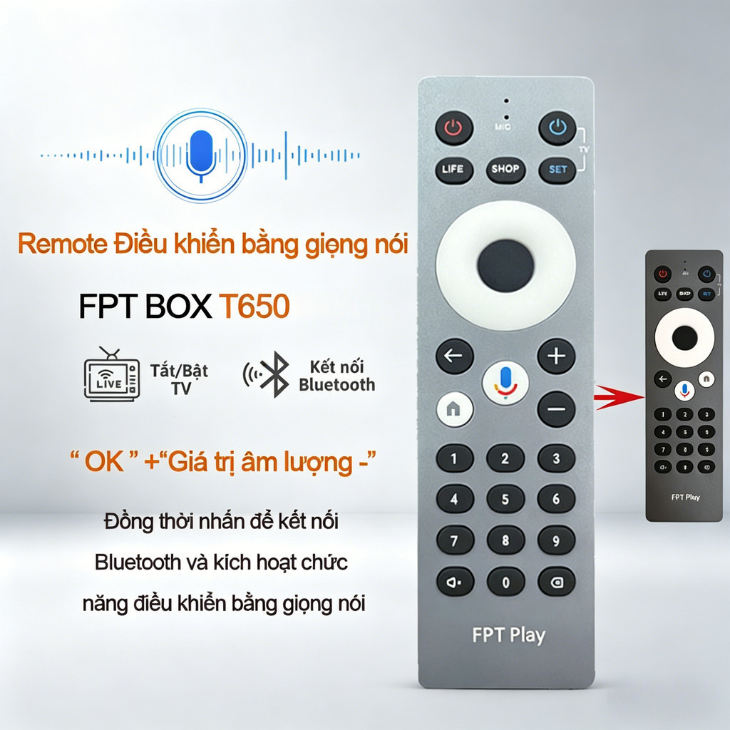 ALANK Remote Điều Khiển Giọng Nói FPT Play Box T650 - 2023 T650 P650 A650 H650