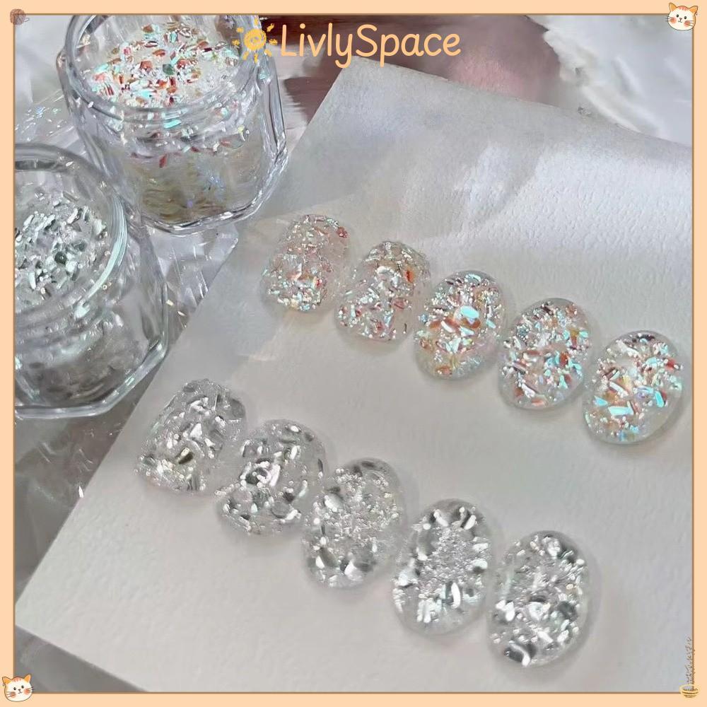 【 Giao hàng từ Việt Nam 】 LIVLYSPACE Nail Art Sequins, Blinking Nail Art DIY Flash Nail Art, Sequins