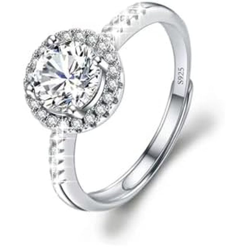 Moissanite Adjustable Engagement Ring, Promise Eternity Ring for Women,Wedding Rings,Jewelry Gift,Fr