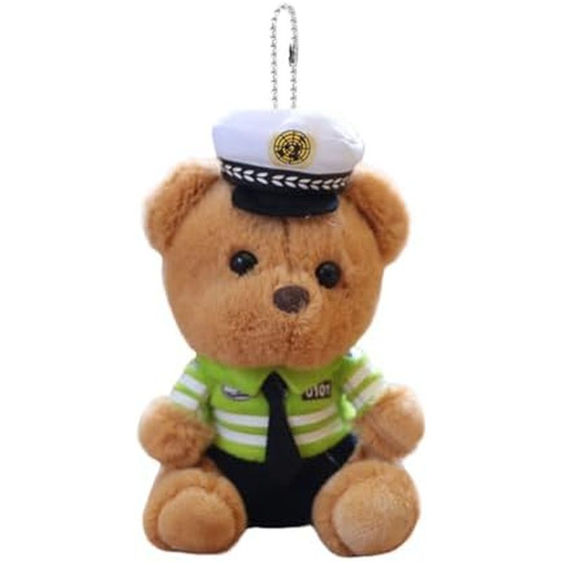 Super Cute Plush Policeman Suit Bear Bunny Rabbit Traffic Police Fireman Keychain Key Ring Bag Charm