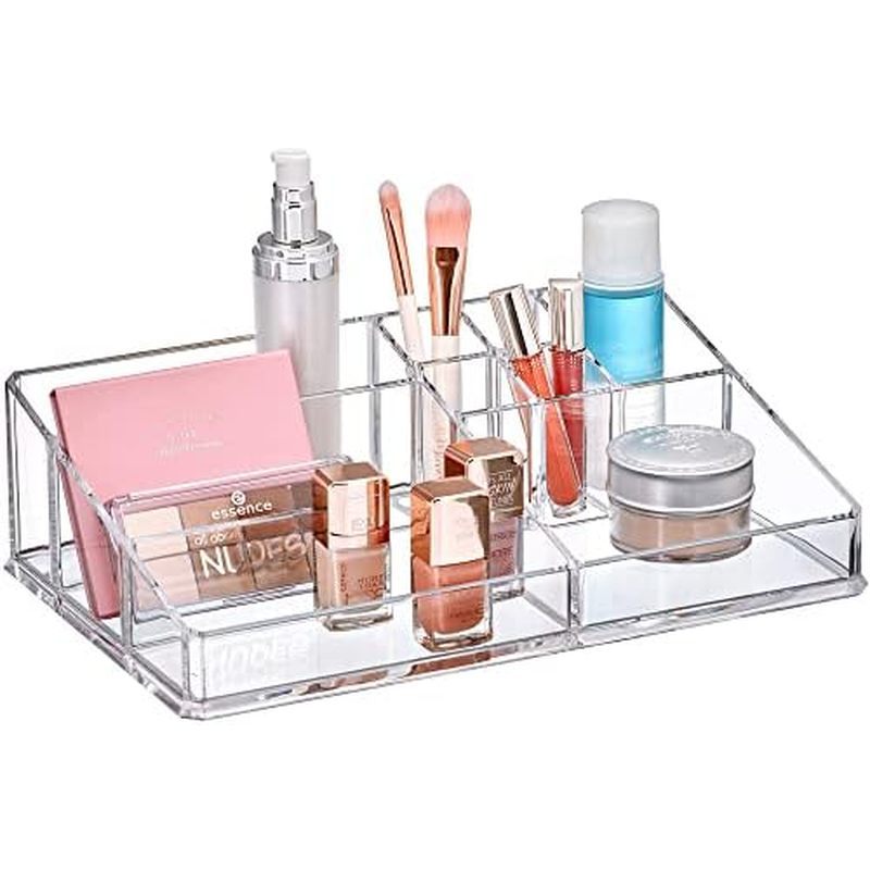 Amazing Abby - Tiffany - Acrylic Cosmetic Organizer (1-Pack), Transparent Plastic Makeup Holder, Com