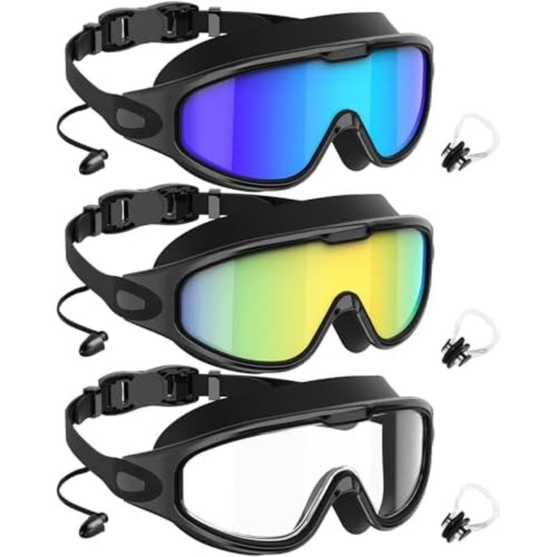 NSSIW Goggles Swimming Adult Swim-Goggles: Wide View with UV400 Protection Anti Fog No Leak for Men 