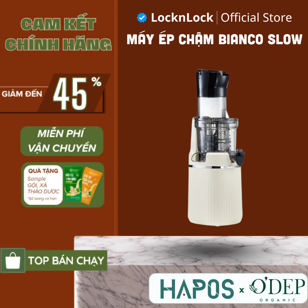 Máy ép chậm Locknlock Bianco Slow Juicer 0.8L màu trắng ngà EJJ421IVY - HAPOS LOF