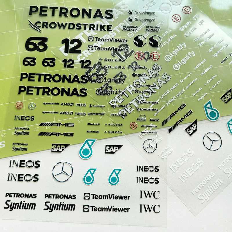 F1 nhãn dán xe RC mô hình chuyển 1 / 10 công thức xe đua Mercedes-Benz chống thấm nước tài trợ decal