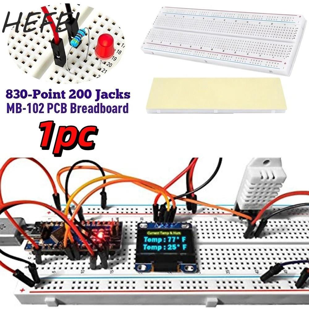 HEFEI 830-Hole Breadboard, White 830 Tie Points MB-102 Breadboard, Jumper Cable Wire Set U Shape Red